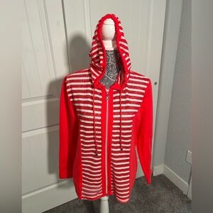 Coral Bay Striped Zip Up Hoodie L